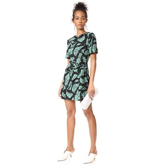 Cinq a Sept Bia Crewneck Tie-side Palm-print Mini Dress - Picture 6 of 6